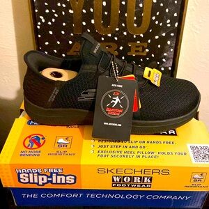 Skechers Black Slip-On Work Sneakers